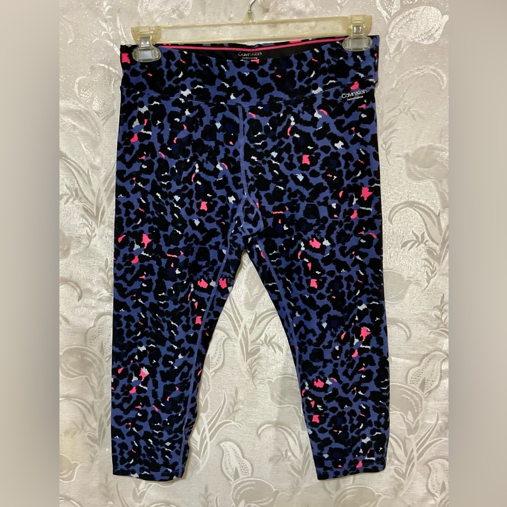 Calvin Klein Purple Black Animal Print Performance Leggings